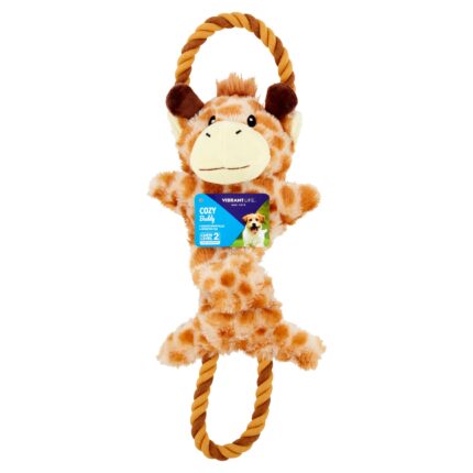 Vibrant Life Cozy Buddy with Rope Dog Toy, Characters May Vary, Chew Level 2